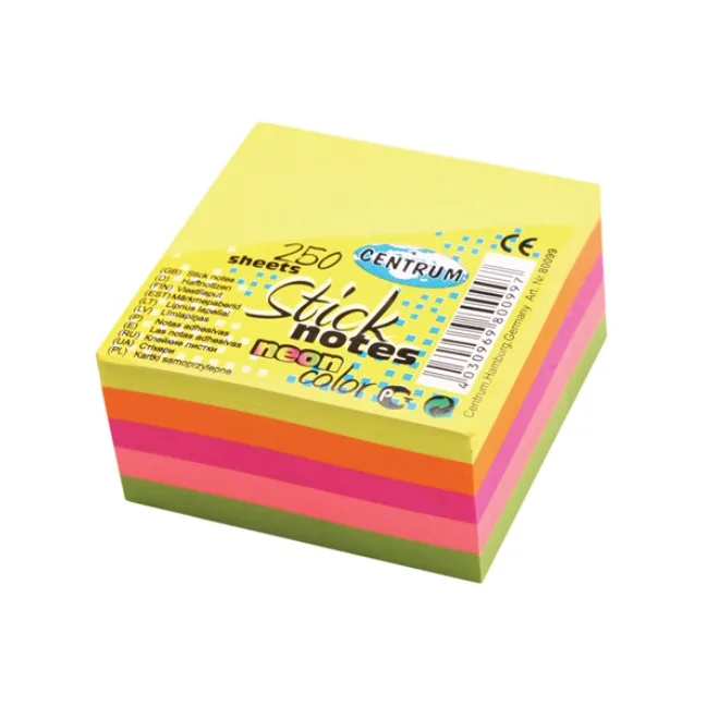 Centrum Cub notes adeziv 51x51mm 250 file 5 culori neon