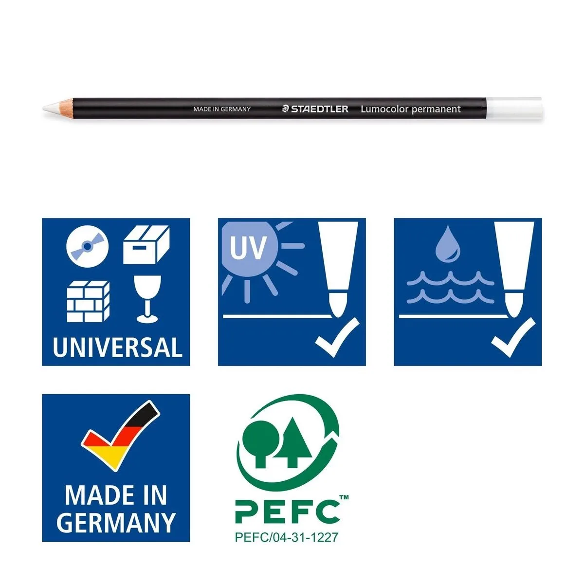 Staedtler Creion marker Lumocolor Glasochrom, permanent, alb angle