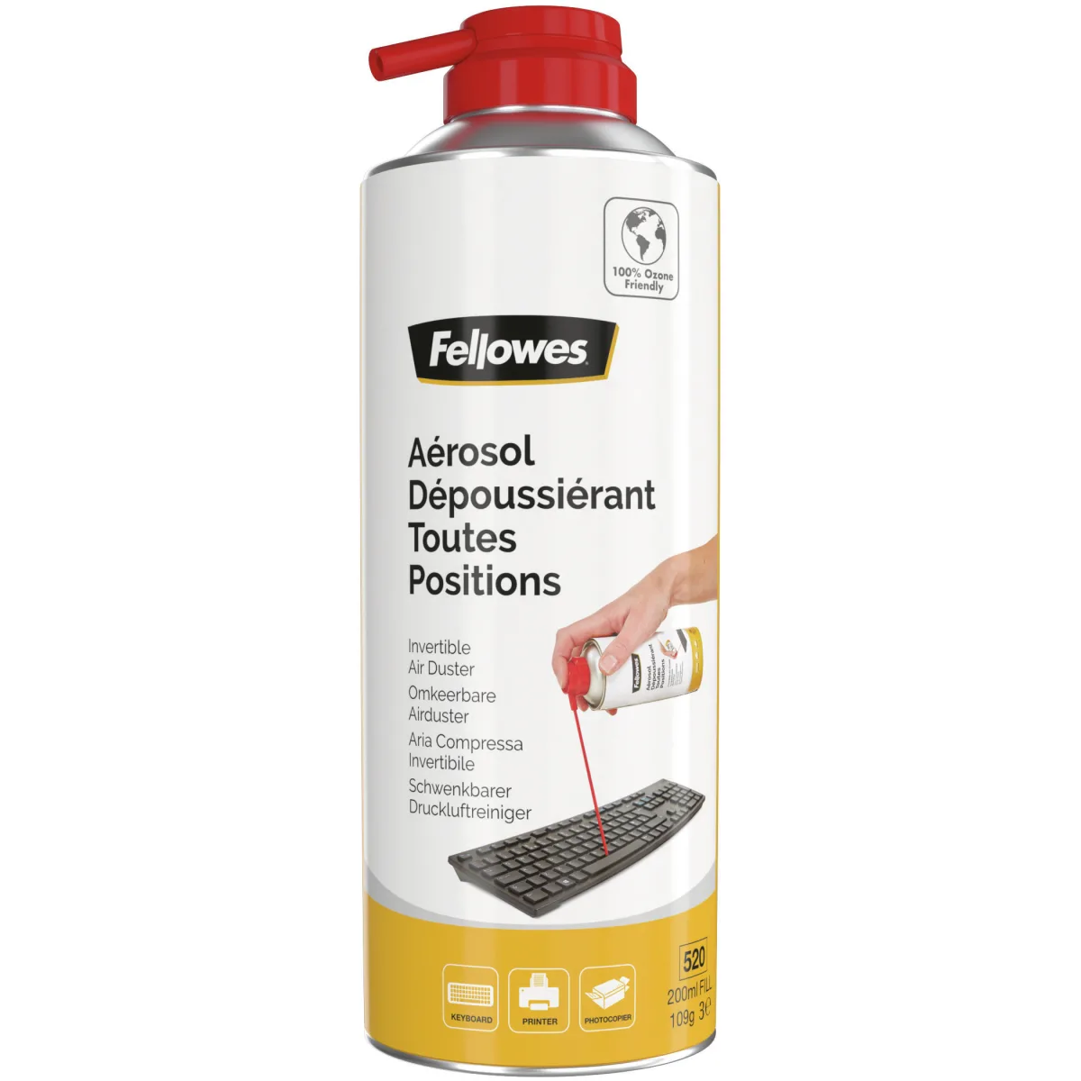 Fellowes Spray cu aer comprimat 200 ml inversabil HFC free angle