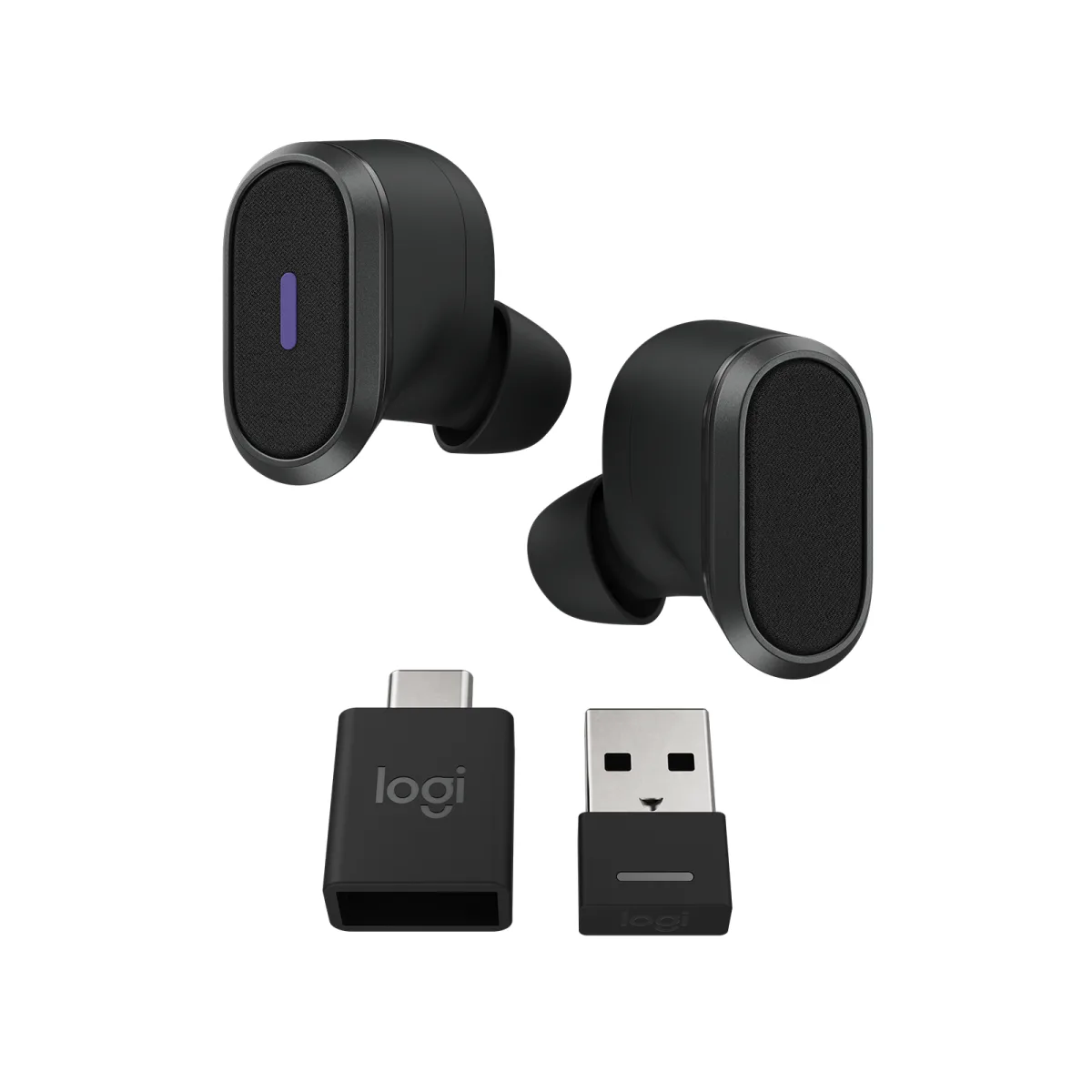 Logitech Zone True Wireless earbuds ANC, Graphite angle