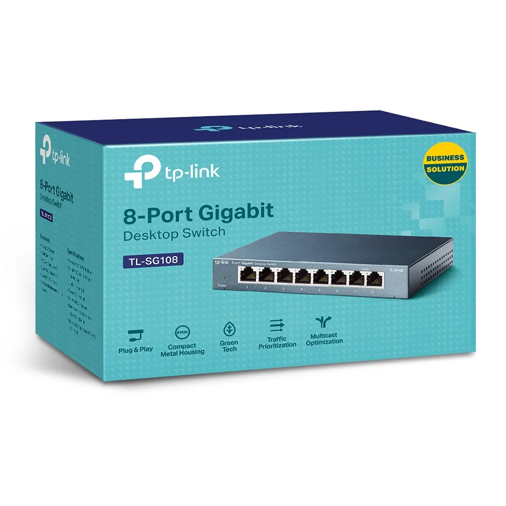 TP-Link Switch 8 porturi Gigabit. carcasa metalica (TL-SG108) angle