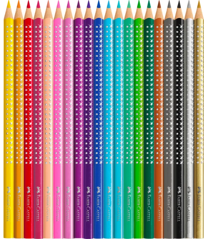 Faber-Castell Set Sparkle 20 creioane colorate cu ascutitoare sleeve