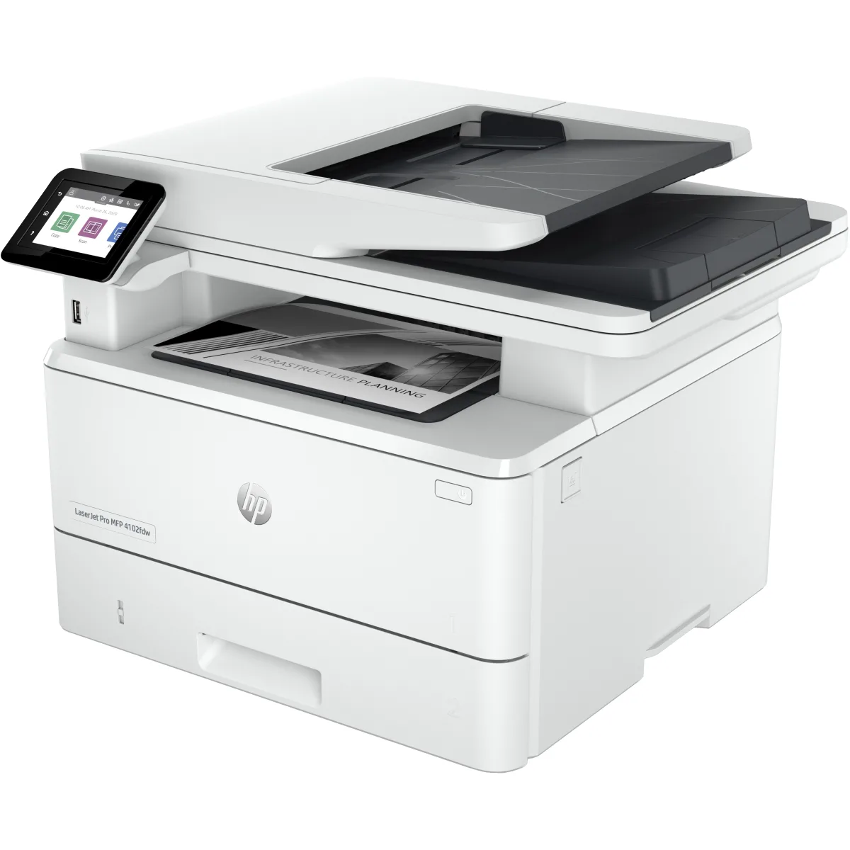 HP LaserJet Pro MFP 4102dw multifunctional mono Wi-Fi (2Z622F) angle