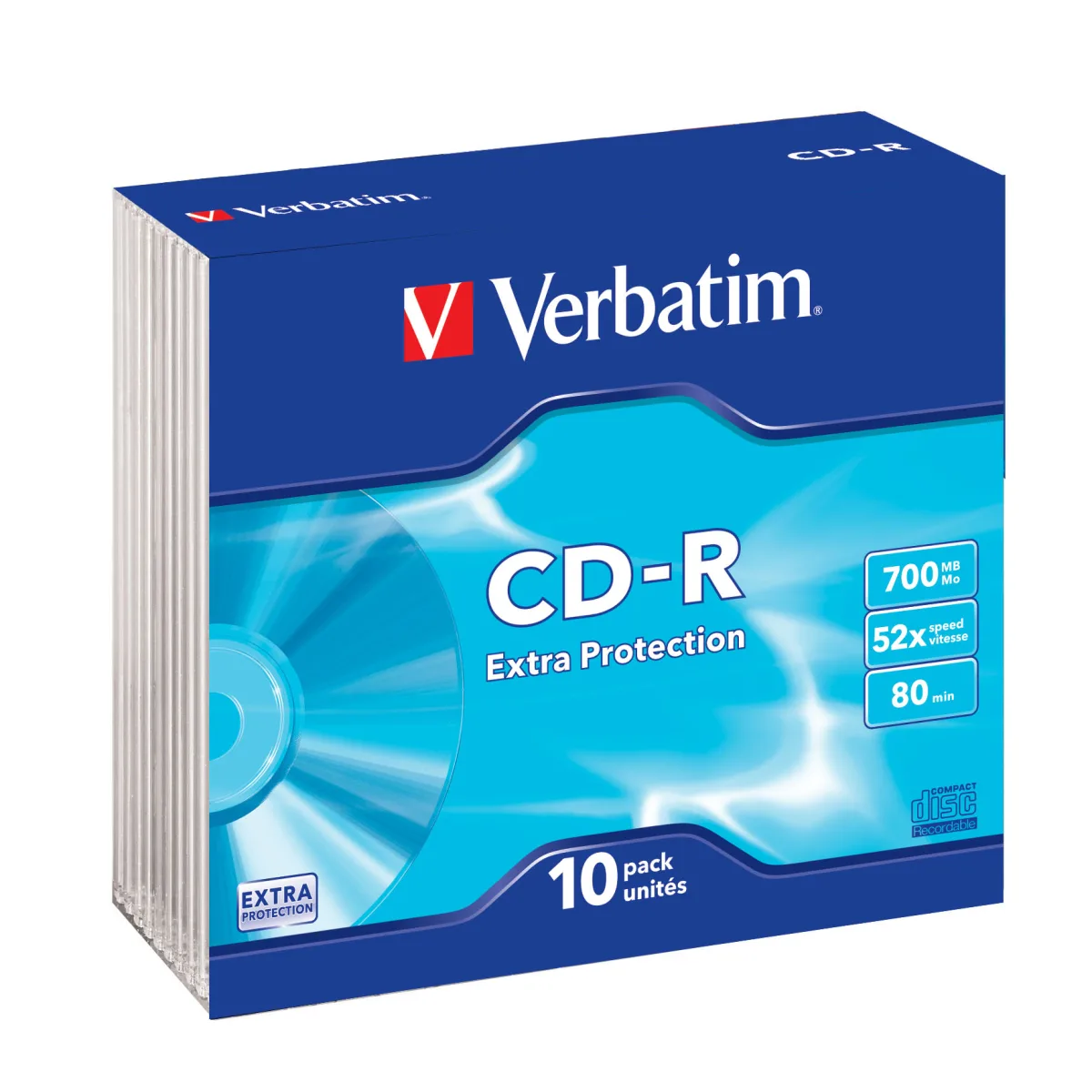 Verbatim CD-R Extra Protection 52x, 700MB, Slim Case angle