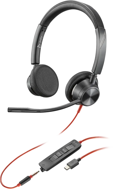 HP Poly Casca Blackwire 3325 cu fir, Binaural, On-Ear, Jack 3.5mm, USB-C/USB-A