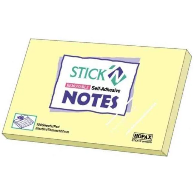 Hopax Notes adeziv 76x127mm 100 file galben pastel