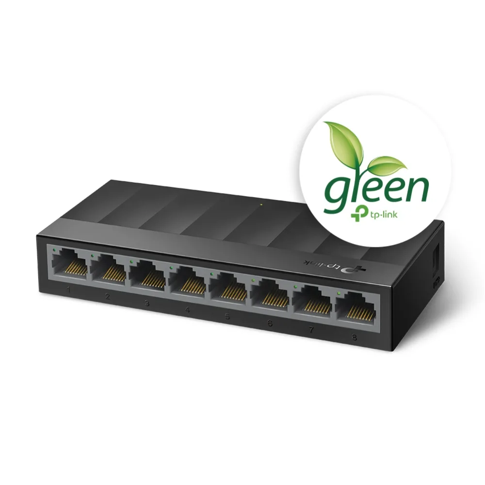 SWITCH TP-LINK 8 porturi Gigabit LiteWave, fanless angle