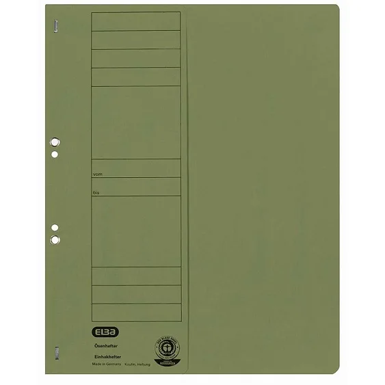 Elba Dosar incopciat A4 capse 1/2 verde 250g/mp Blue Angel