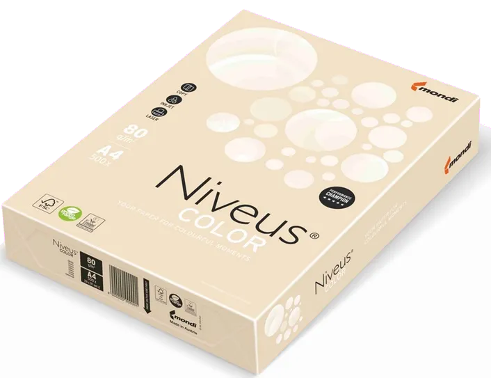 Niveus Hartie colorata A4 80g/mp Crem Pal CR20, 500 coli