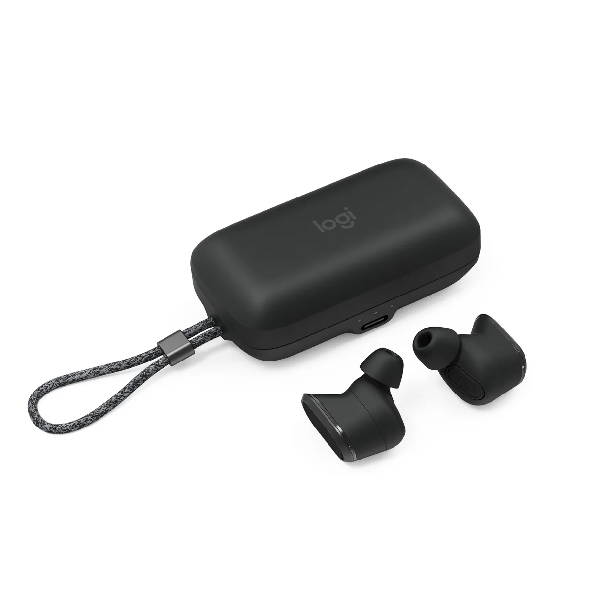 Logitech Zone True Wireless earbuds ANC, Graphite angle