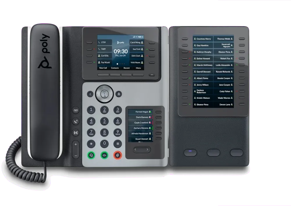 HP Poly Edge E450 IP Phone and PoE-enabled 