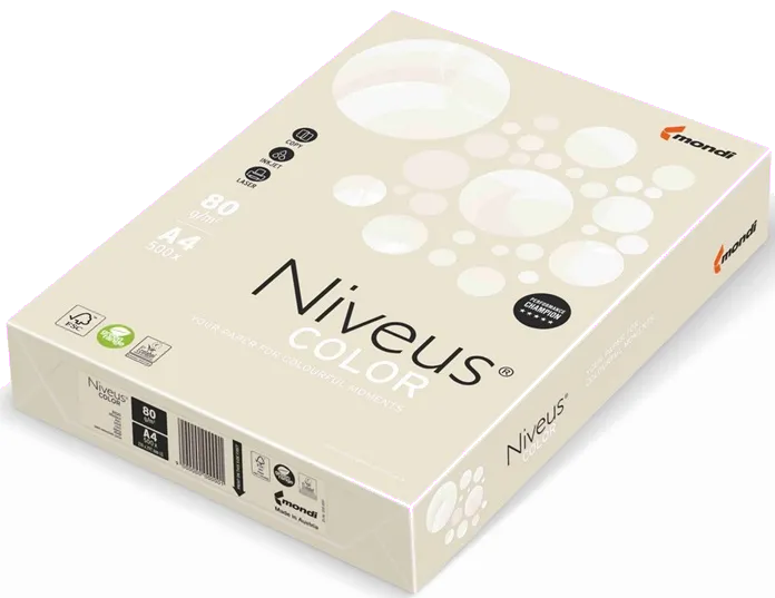 Niveus Hartie colorata A4 80g/mp Crem Ivory EB26, 500 coli