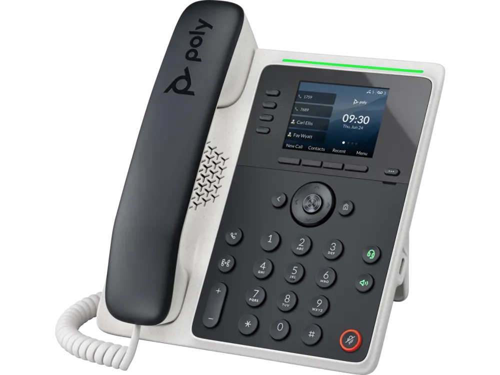 HP Poly Edge E220 IP Phone and PoE-enabled 