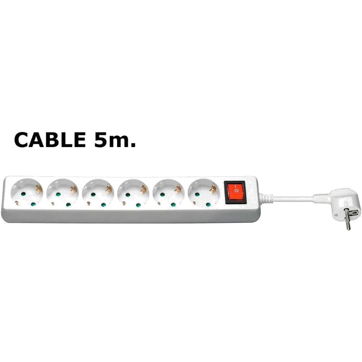 MicroConnect Prelungitor 6 prize Schuko 5m cu intrerupator alb