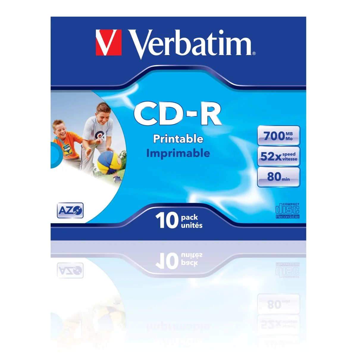 Verbatim CD-R 700MB, 52x, DataLifePlus, Printable, Jewel/Slim Case angle