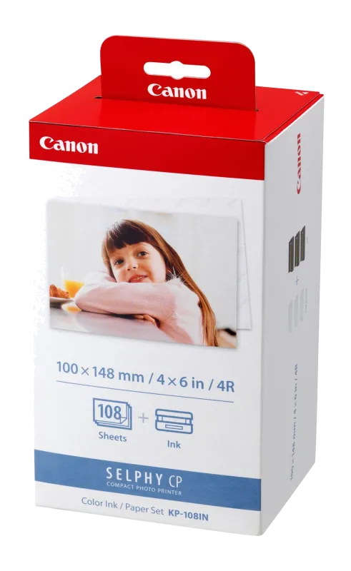Canon Set hartie foto 10x15 cu ribbon KP-108IN, 108 poze 