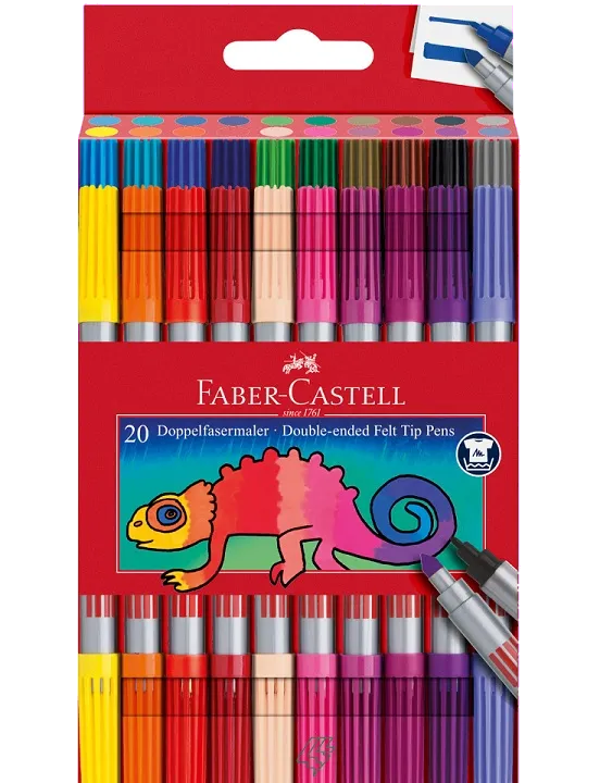 Faber-Castell Set 20 carioci cu varf dublu pentru colorare si contur
