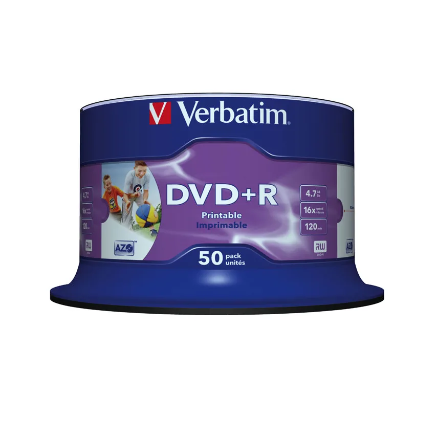 Verbatim DVD+R 4.7GB 16X, Wide Inkjet Printable spindle 50buc 