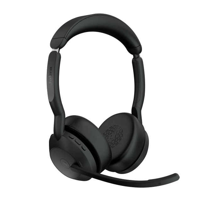 Jabra Casca EVOLVE2 55 MS 25599-999-989, binaural, On-Ear, Bluetooth, USB-A, stand incarcare 