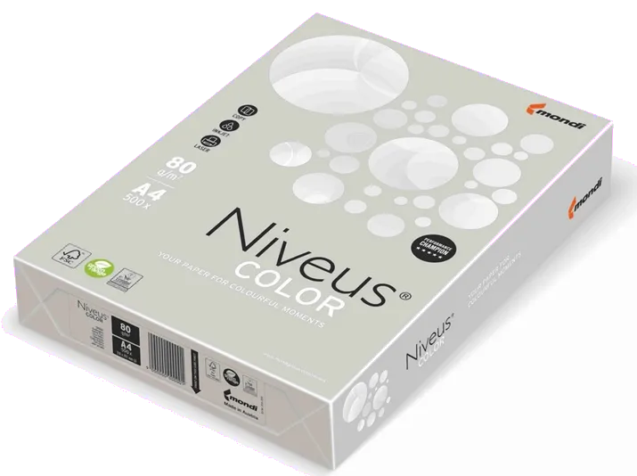 Niveus Hartie colorata A4 80g/mp Gri Scoica Pal OG52, 500 coli