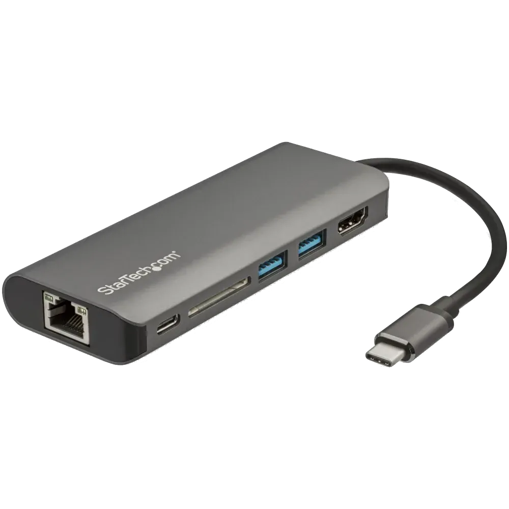 StarTech USB C Multiport Adapter - USB-C Travel Dock to 4K HDMI, 3x USB 3.0 Hub, SD/SDHC