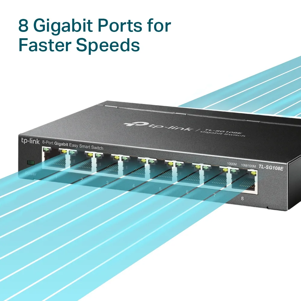 TP-Link Switch 8 porturi 10/100/1000 Gigabit L2 smart QoS VLAN TL-SG108E lifestyle