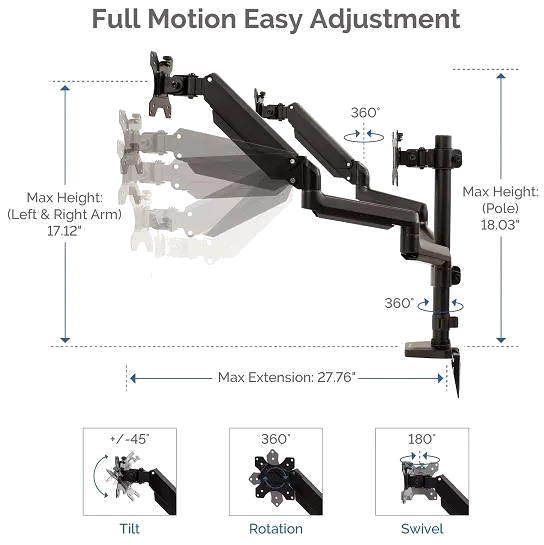 Fellowes Platinum Series Triple Monitor Arm Black 