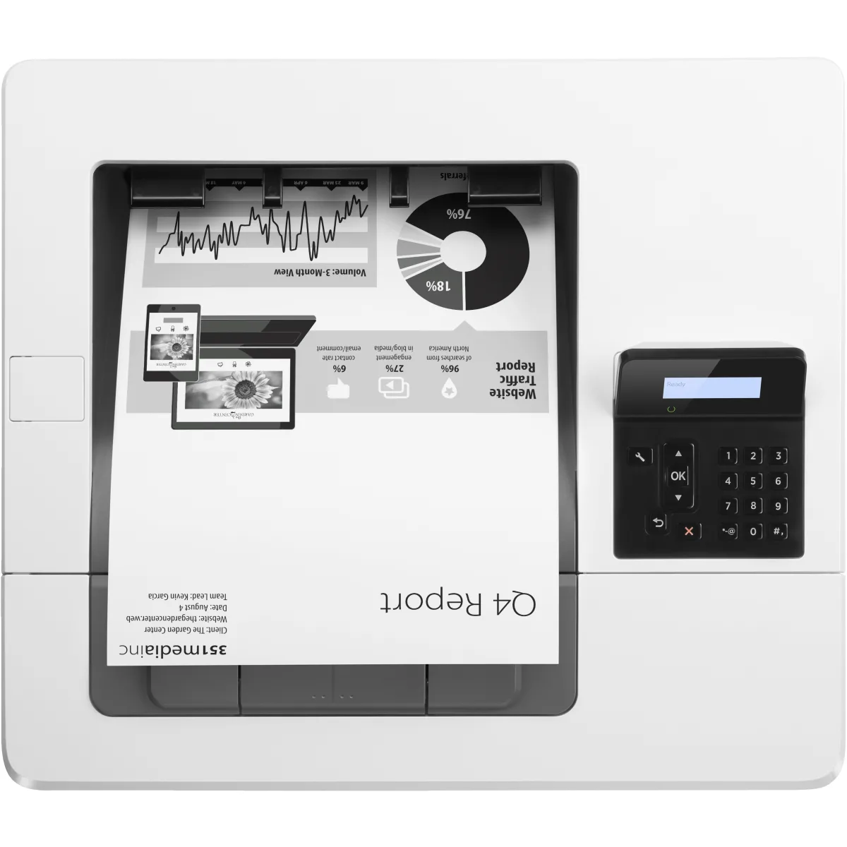 HP LaserJet Pro M501dn imprimanta laser mono A4 retea (J8H61A) angle
