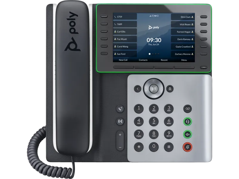 HP Poly Edge E500 IP Phone and PoE-enabled 