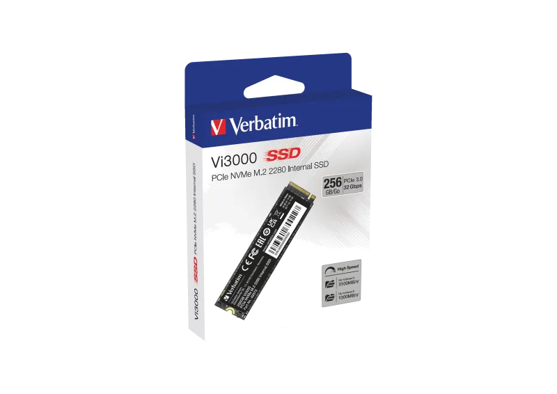 Verbatim VI3000 SSD intern 256GB PCIE NVME M.2 SSD 3000 MB/s citire si 2900 MB/s scriere