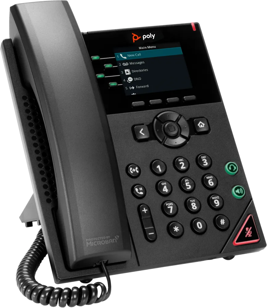 HP Poly VVX 250 4-Line IP Phone and PoE-enabled GSA/TAA No localization 