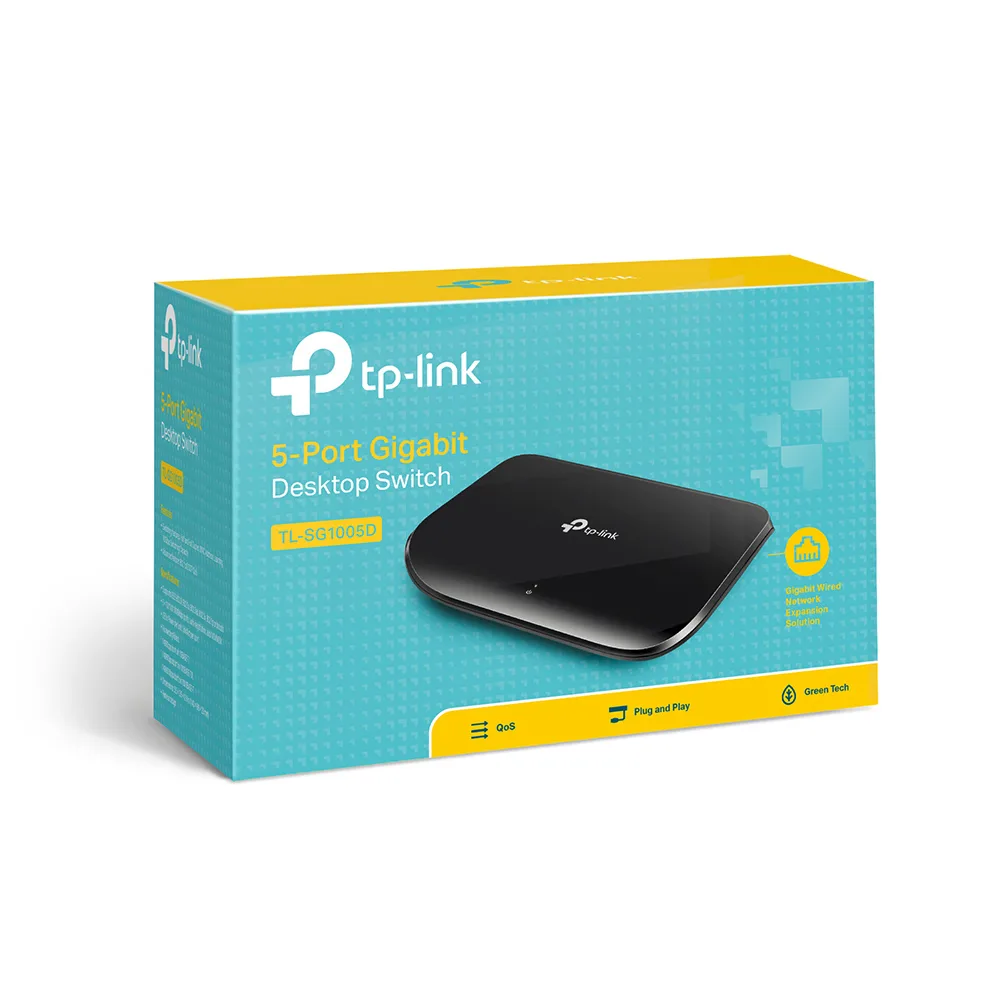 TP-Link TL-SG1005D - Desktop Switch 5-Port Gigabit RJ45 10/100/1000M angle