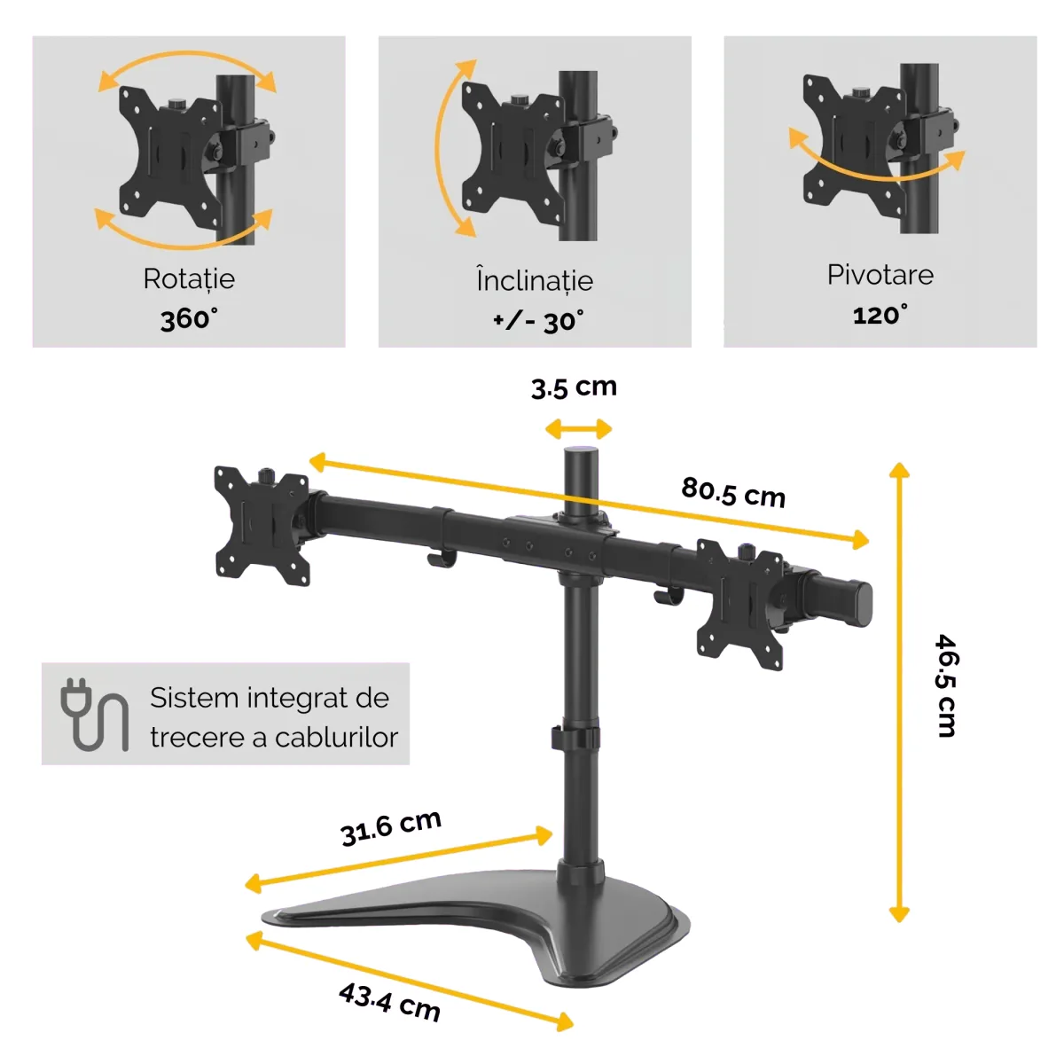 Fellowes Professional Series Freestanding Dual Horizontal Monitor Arm 