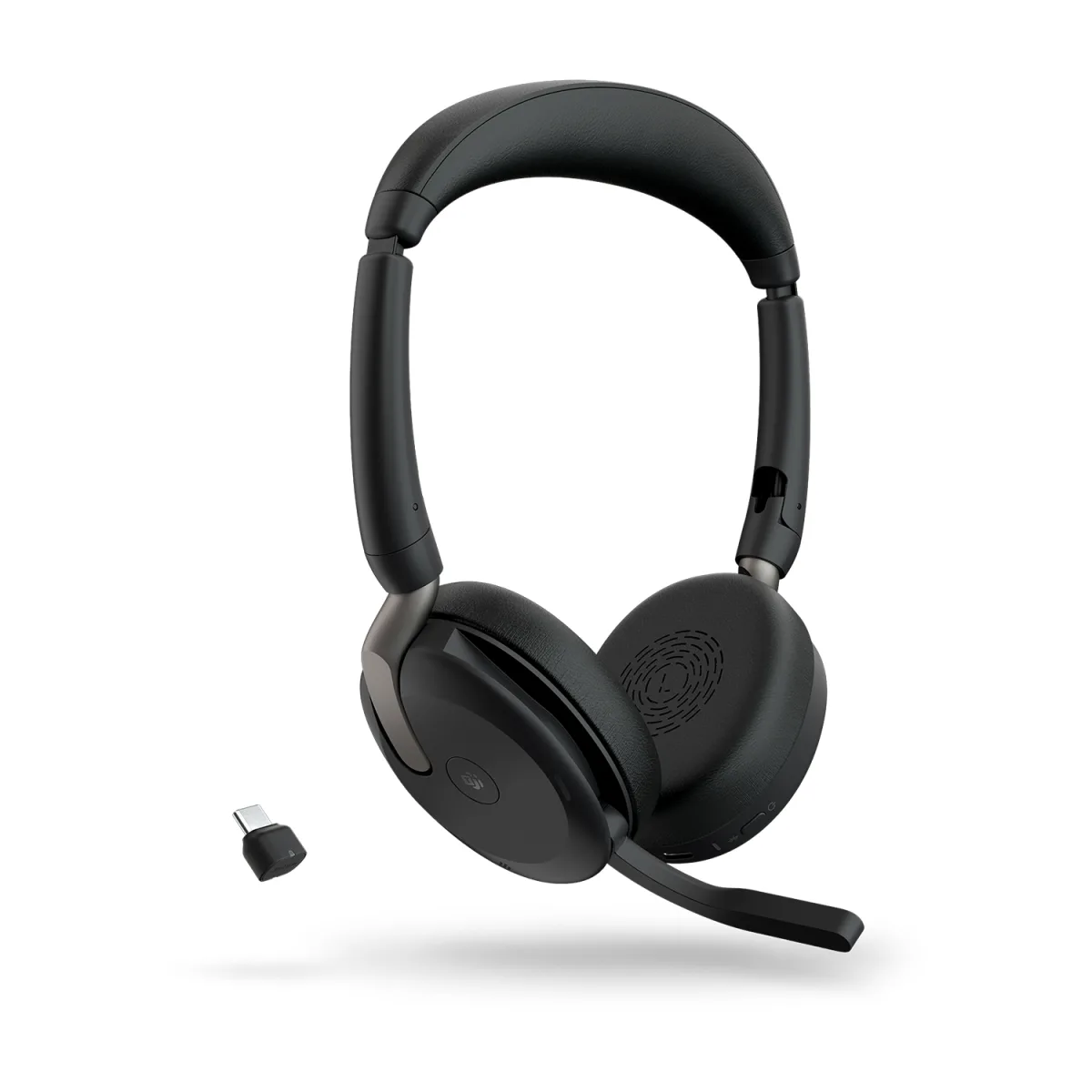 Jabra Casca EVOLVE2 65 Flex MS fara fir, Stand incarcare, Binaural, On-Ear, USB-C, Black angle