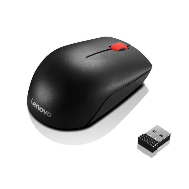 Lenovo Mouse Essential compact, wireless, ambidextru, 3 butoane, negru