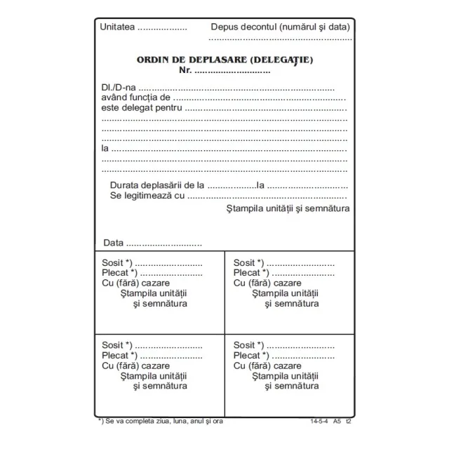 Office Ordin deplasare A5 FV 100 file 14-5-4