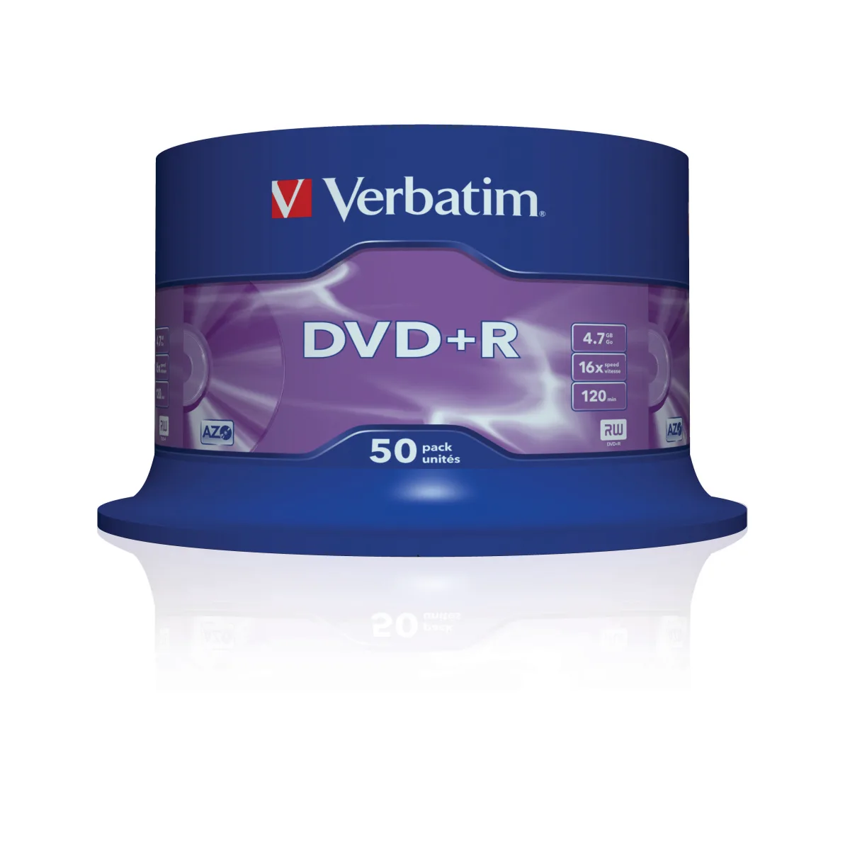 Verbatim Set 50 buc, DVD+R, 16x, 4.7GB, 120min, matt silver