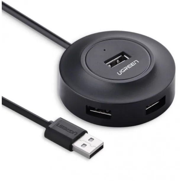 Ugreen HUB extern USB 4 porturi USB 2.0, conectare USB 2.0, lungime 1 m, negru (CR106)