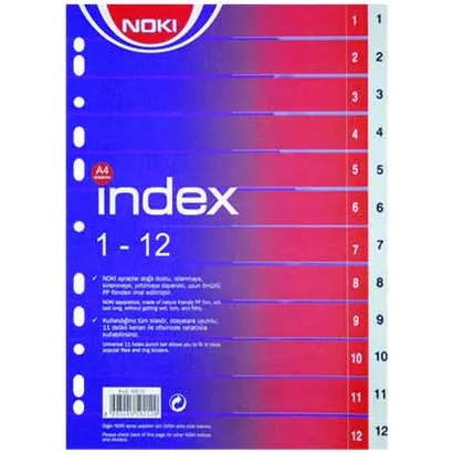 Office Index plastic A4 numeric 1-12, 12 file
