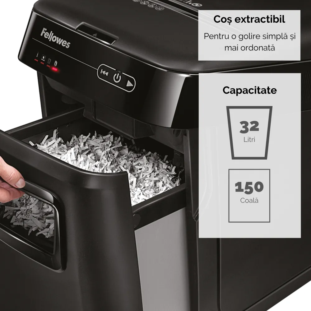 Fellowes AutoMax 150C distrugator automat 150 coli, P-4, cos 32L 