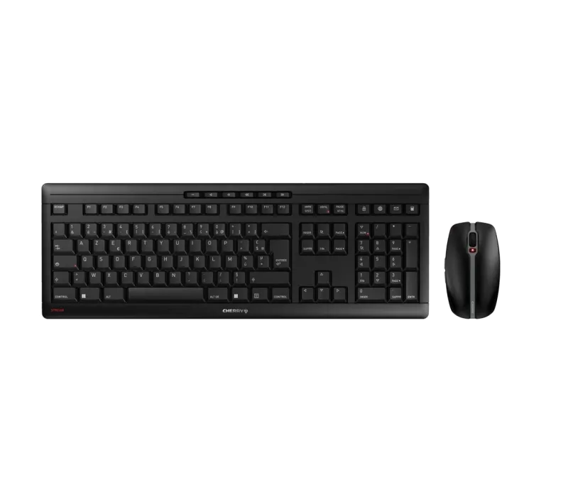 Cherry Stream Desktop Recharge Kit tastatura si Mouse, fara fir, FR (Franța) Layout, Negru