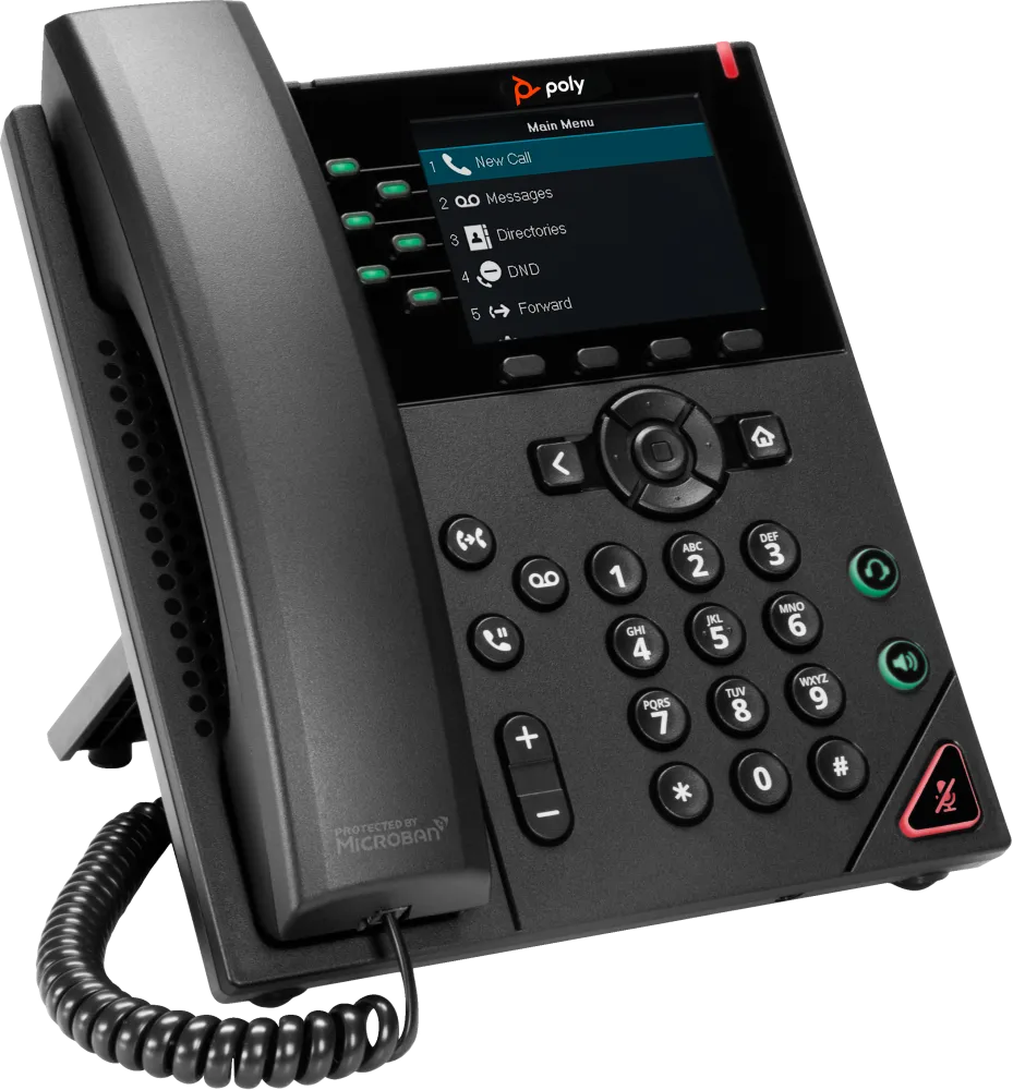 HP Poly VVX 350 6-Line IP Phone and PoE-enabled GSA/TAA No localization 