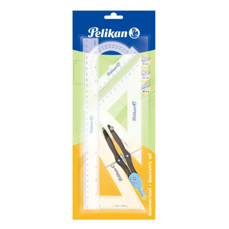 Pelikan Set geometrie 5 piese cu rigla 30 cm si compas