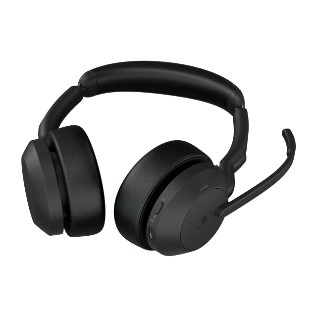 Jabra Casca EVOLVE2 55 MS 25599-999-989, binaural, On-Ear, Bluetooth, USB-A, stand incarcare 
