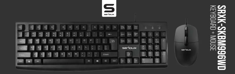 Serioux Kit tastatura si mouse cu fir USB 104 taste 1600 DPI 