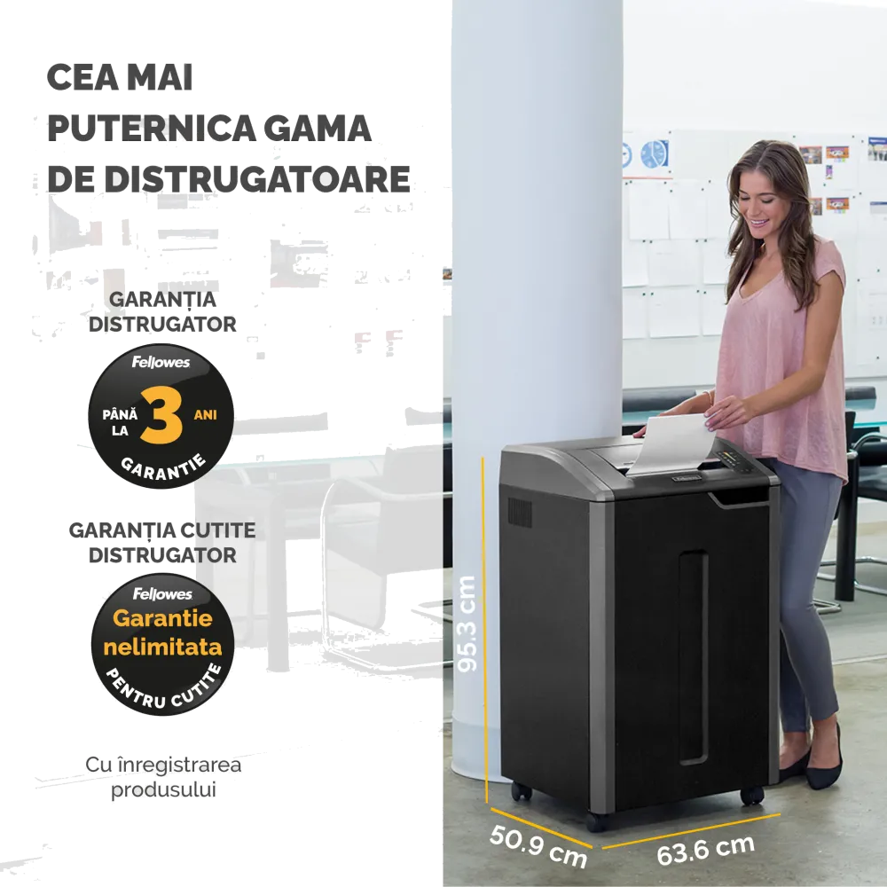 Fellowes Distrugator documente 485Ci A3, 32 coli, particule 4x30 mm, P-4, cos 132L 