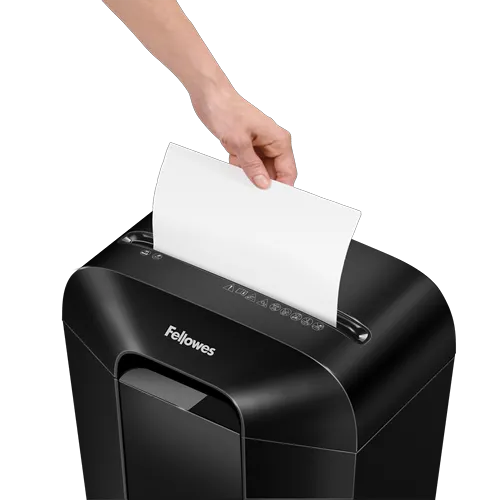 Fellowes Distrugator documente LX50 negru, 9 coli, particule 4x37 mm, P-4, cos 17L 