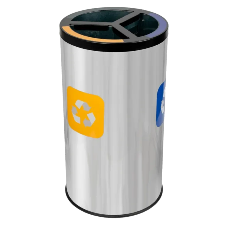 Cos inox colectare selectiva 3 x 20L