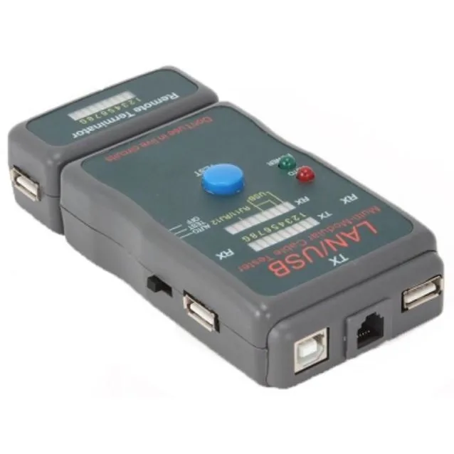 Gembird Tester pt. cablu UTP, STP (RJ-45 / RJ-11) si USB, baterie 9V neinclusa