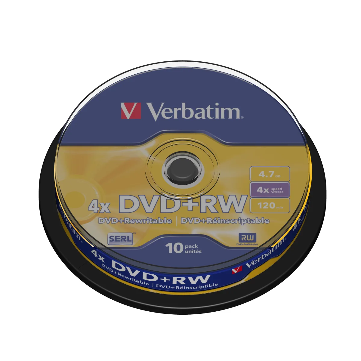 Verbatim Set 10 buc, DVD+RW 4x, 4.7GB, 120min, Matt Silver